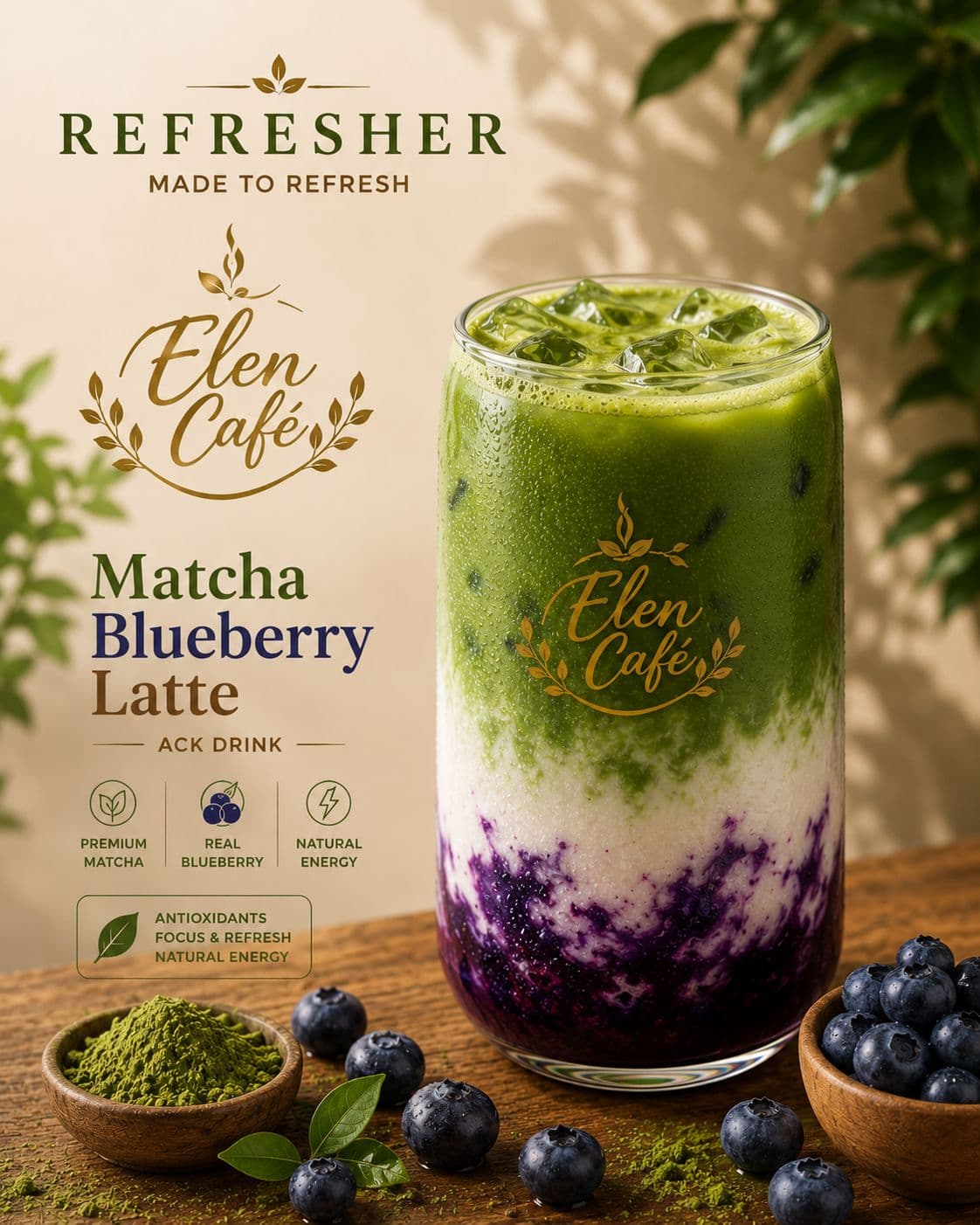 Matcha Blueberry Latte